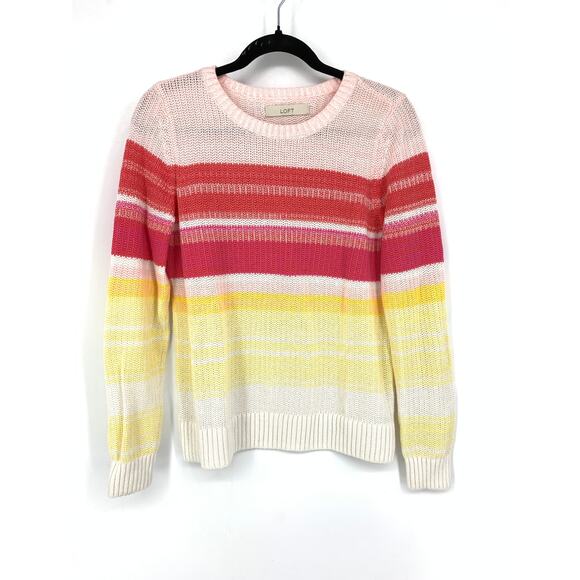LOFT Women's Apx Size Small Crewneck Striped Multicolor Long Sleeve Sweater - Picture 1 of 4